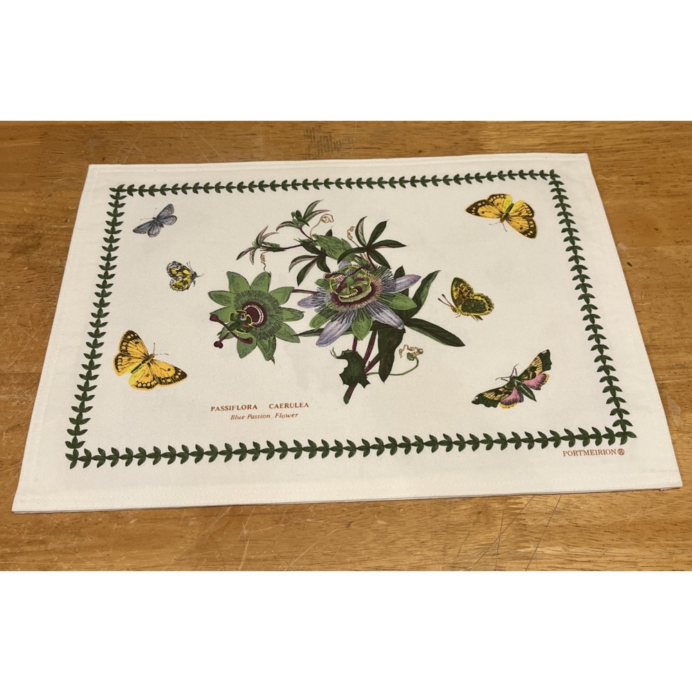 Portmeirion Botanic Garden Blue Passion Flower Placemat‎ 18x13 Cotton Blend NEW